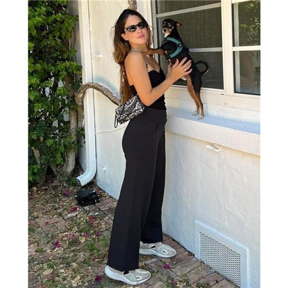 3 Pack Women's Wide Leg Pants with Pockets High Waist Loose - Picture 2 of 6